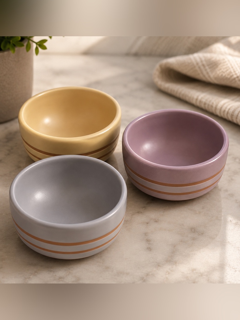 3 Ceramic Finger Bowls